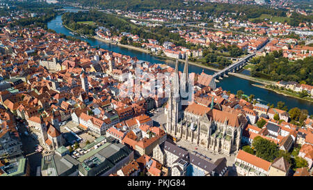 Cathédrale St Peter St Peter ou Dom ou Dom Regensburger, Regensburg, Bavière, Allemagne Banque D'Images