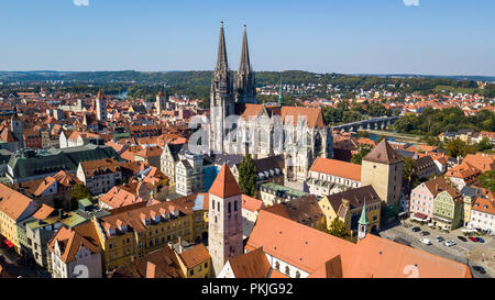 Cathédrale St Peter St Peter ou Dom ou Dom Regensburger, Regensburg, Bavière, Allemagne Banque D'Images