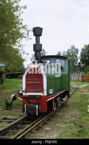 Chemin de fer touristique à voie étroite de Wigry moteur diesel. La ligne longe le sud du lac Wigry dans le parc national. Il a été une fois utilisé pour transpor Banque D'Images