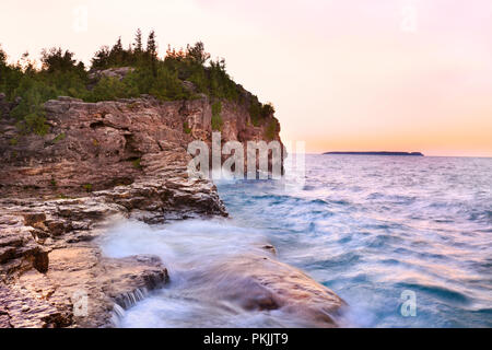 L'anse Indian Head au coucher du soleil dans la baie Georgienne (lac Huron), Canada Banque D'Images