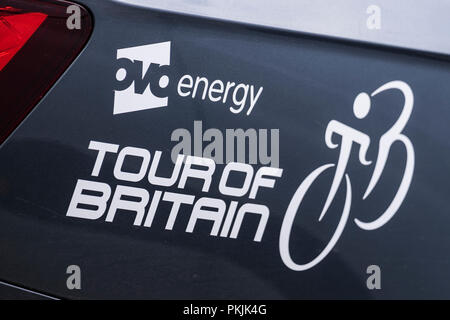 L'Ovo Tour of Britain sign, Londres, Angleterre, Royaume-Uni Banque D'Images