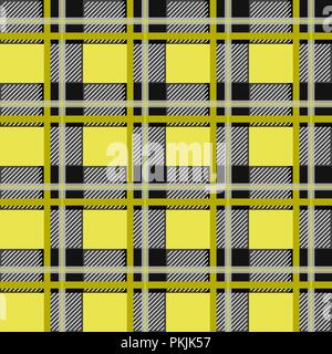 Plaid écossais tartan MacLeod, modèle homogène, trois bandes noires sur le champ jaune eps10 Illustration de Vecteur