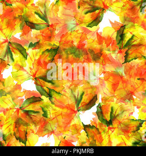 Un modèle uniforme de l'aquarelle automne feuilles de vigne, une impression de répétition de l'automne Banque D'Images