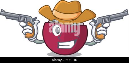 Caractère Cowboy mangoustan tropical isolé sur cartoon Illustration de Vecteur