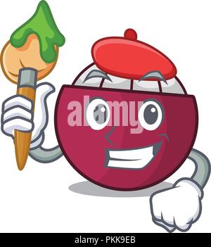 Artiste de personnages mangoustan tropical isolé sur cartoon Illustration de Vecteur