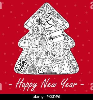 La belle à la main des illustrations du Nouvel An. Illustration de Vecteur