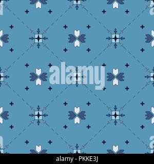 Géométrique bleu motif transparente dans le style bulgare. Illustration de Vecteur