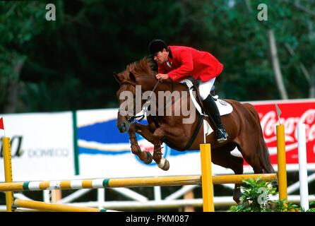 CSIO Barcelona 1995, Cayetano Martinez de Irujo (ESP) équitation, vicomte de la Loge Banque D'Images