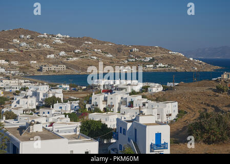 Village d'Ornos - île de Mykonos - Grèce - mer Egéé Banque D'Images