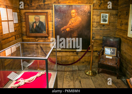 Matterhorm Museum. La corde rompue de la première ascension, le 14 juillet 1865. Zermatt. Alpes suisses. Valais. La Suisse. L'Europe. Banque D'Images