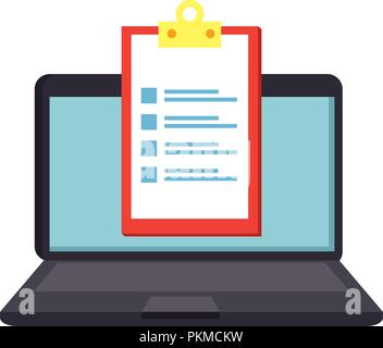 Ordinateur portable avec liste de vérification Illustration de Vecteur