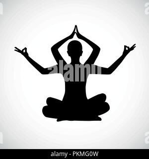 Personne assise dans différentes positions de yoga meditation lotus silhouette vector illustration EPS10 Illustration de Vecteur