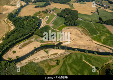 Vue aérienne, la renaturation de l'Lippeauen ​​Olfen dans le domaine de Datteln et Krähenbusch, Zum, projet de l'Lippeverband Banque D'Images