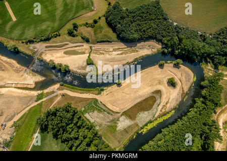 Vue aérienne, la renaturation de l'Lippeauen ​​Olfen dans le domaine de Datteln et Krähenbusch, Zum, projet de l'Lippeverband Banque D'Images