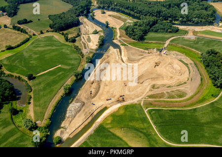 Vue aérienne, la renaturation de l'Lippeauen ​​Olfen dans le domaine de Datteln et Krähenbusch, Zum, projet de l'Lippeverband Banque D'Images