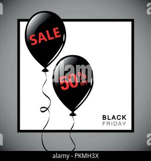 Vendredi noir noir vente publicité ballons vector illustration Illustration de Vecteur