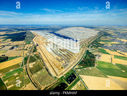 Vue aérienne, Etzweiler, exploitation minière à ciel ouvert de lignite, Heppendorf, Kerpen, Rhénanie du Nord-Westphalie, Allemagne, Banque D'Images