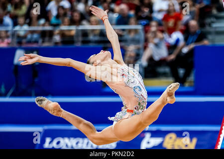 14 septembre 2018 : Neviana Vladinova Â de la Bulgarie lors de concours général individuel finales à l'Arena Armeec de Sofia à la 36e FIG Gymnastique Rythmique Championnats du monde. Ulrik Pedersen/CSM Banque D'Images