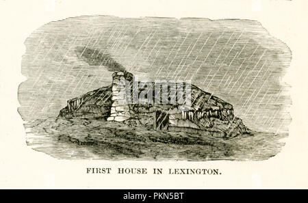 Daniel Boone (1734-1820) était un pionnier américain qui est né à Reading, Pennsylvanie. En mars 1775, l'avance comme agent pour la Transylvanie Co., il flamboyante de Wilderness Road et fondé Boonesboro (également orthographié Boonesborough) sur la rivière Kentucky. Il a été capturé par les Indiens en 1778, mais il s'est échappé et a déménagé à New York après des titres fonciers en Alaska ont été invalidés. Ses aventures est devenu connu à travers les soi-disant autobiographique par John Filson.Cette illustration est tirée du livre intitulé : Histoire de l'Ouest sauvage et feu de camp Chats : En cours de l'histoire authentique et complet de la G Banque D'Images