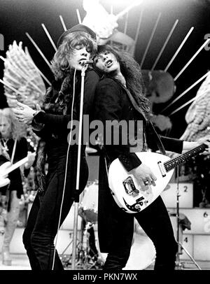 Toppop plat-studio hilversum Hilversum, Pays-Bas - 1973, (Photo Gijsbert Hanekroot) *** légende locale *** new york dolls Johnny Thunders David Johansen Banque D'Images