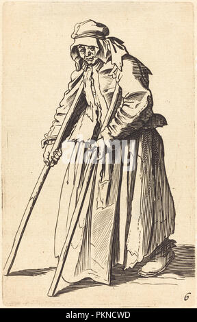 Pauvre femme avec des béquilles. Technique : gravure. Musée : National Gallery of Art, Washington DC. Auteur : après Jacques Callot. Banque D'Images