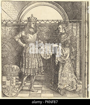 Les Fiançailles de Maximilien avec Marie de Bourgogne. En date du : 1511. Dimensions : 17,4 x 15,8 image : cm (6 7/8 x 6 1/4 in.). Technique : gravure sur bois. Musée : National Gallery of Art, Washington DC. Auteur : Dürer, Albrecht. Banque D'Images