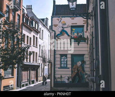 Fresque bd dans les rues de Bruxelles Banque D'Images