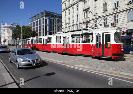 Vienne - 6 SEPTEMBRE : Tramway le 6 septembre 2011 à Vienne. Avec 172km de longueur totale, réseau de tramway de Vienne est parmi les plus importants au monde. En 2009 186. Banque D'Images