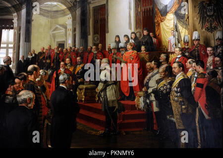 L'ouverture de le Reichstag allemand dans la salle blanche de la Berlin Schloss par l'empereur Guillaume II le 25 juin 1888. Fini de peinture en 1893 par Anton von Werner (1843-1915). Détail. Musée d'histoire allemande, Berlin. L'Allemagne. Banque D'Images