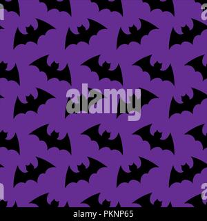 Modèle sans couture. Halloween Halloween background.flying bat. Violet vecteur Halloween modèle transparent papier peint fond. silhouette de chauve-souris. Illustration de Vecteur