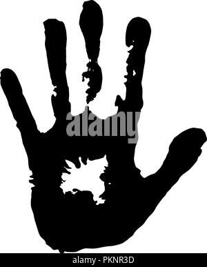 Vector black handprint, isolé sur fond blanc pour l'art. detst. Illustration de Vecteur