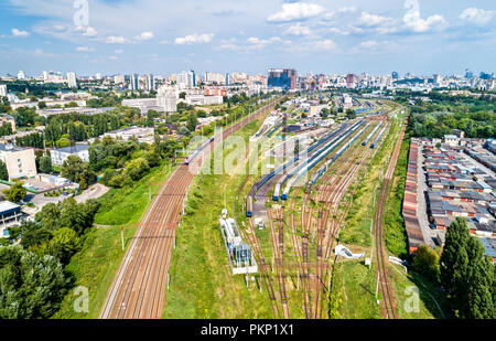 Vue aérienne de la gare à Kiev-Pasazhyrskyi gare en Ukraine Banque D'Images