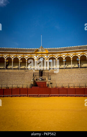 Séville, Espagne - 19 juin 2017 : l'anneau de taureau Plaza de Toros de la Maestranza en Sevile, l'Espagne, l'Europe.La Plaza de toros de la Real Maestranz Banque D'Images