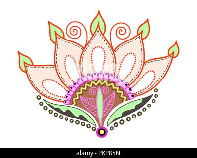 Dessin à la main de doodle fleur de lotus pour design tendance Illustration de Vecteur