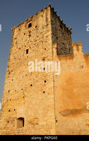 L'Italie, la Lombardie, le lac de Garde, Torre del Benaco, murs du château, Château Scaligero. Banque D'Images