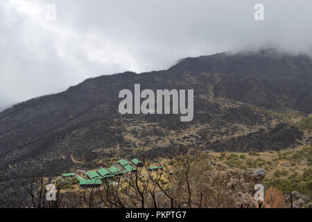 Le Mont Meru vu de peu de Meru, Parc National d'Arusha, Tanzanie Banque D'Images