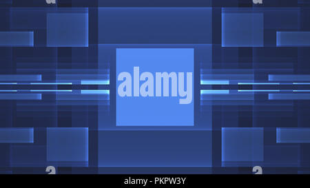Abstract creative blue fractal technologique à la croisée des rectangles. Banque D'Images