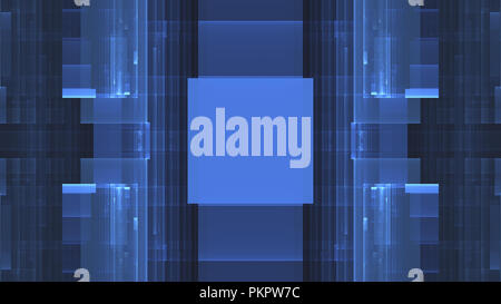 Abstract creative blue fractal technologique à la croisée des rectangles. Banque D'Images