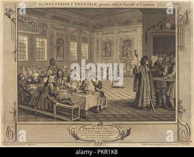 L'industrieux Prentice sont enrichis et shérif de Londres. En date du : 1747. Technique : gravure et gravure. Musée : National Gallery of Art, Washington DC. Auteur : William Hogarth. Banque D'Images