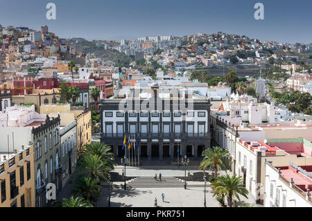 Vues de la ville de Las Palmas de Gran Canaria, Îles Canaries, Espagne, du clocher de la cathédrale de Santa Ana Banque D'Images