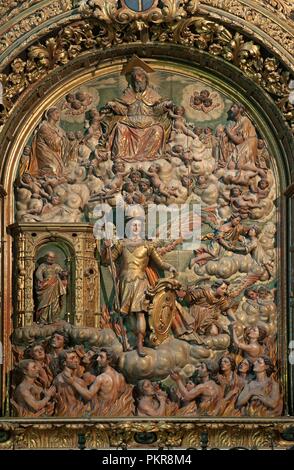 Église de San Miguel, l'Animas Retable de Pedro Roldán - 17e siècle, Jerez de la Frontera, province de Cadiz, Andalousie, Espagne, Europe. Banque D'Images