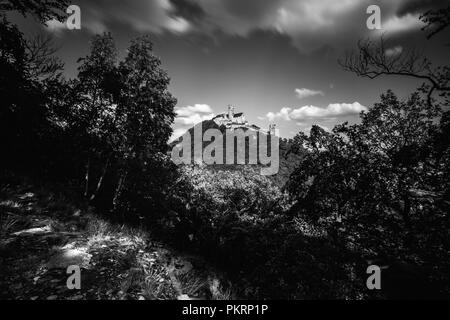 Prédominance de la République tchèque - Velky Bezdez Hill avec les ruines d'un château royal remarquable de la 2e moitié du 13e siècle construit par Přemysl Ot Banque D'Images