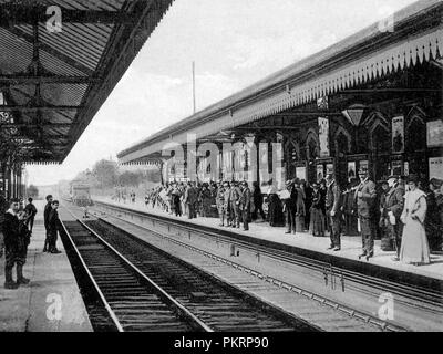 La gare de Urmston, début des années 1900 Banque D'Images