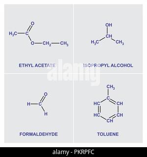 Un ensemble de formules chimiques structurelles des quatre substances Illustration de Vecteur