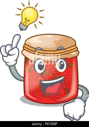 Vous avez une idée de la confiture de fraise verre isolé sur cartoon Illustration de Vecteur