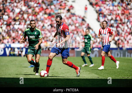 Wanda Metropolitano, Madrid, Espagne. 15 Sep, 2018. La Liga football, l'Atletico Madrid contre Eibar ; Diego Godin (Atletico de Madrid) en action pendant le match : Action Crédit Plus Sport/Alamy Live News Banque D'Images