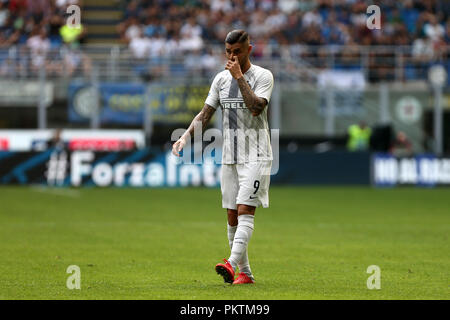 Milan, Italie. 15 Septembre, 2018. Mauro Icardi de l'Internazionale FC déçu au cours de la Serie A match entre FC Internazionale et Parma Calcio. Crédit : Marco Canoniero/Alamy Live News Banque D'Images