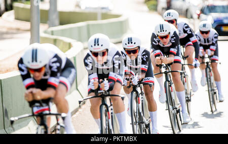 Boadilla del Monte, Espagne. 15 Septembre, 2018. Les cyclistes de 'Sunweb' rides au cours de la montre par équipe de 1ère étape de la femme espagnole cycliste 'WNT Madrid Challenge' sur 15, 2018 Special à Boadilla del Monte, Espagne. © David Gato/Alamy Live News Banque D'Images