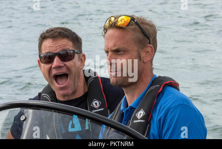Southampton, UK. 15 septembre 2018. Le naturaliste, écrivain et présentateur de télévision Steve Backshall au salon nautique international de Southampton. Parler de la nature et sa passion pour la faune et l'environnement, Steve Backshall a diverti la foule grâce à son quartier animé et enthousiaste de parler. Invité prestige au salon nautique et un grand succès auprès de l'auditoire à l'écoute de hime parle de ce qu'il est devenu un écrivain et naturaliste sur la présentation de l'émission de télévision de 60 meurtriers. Crédit : Steve Hawkins Photography/Alamy Live News Banque D'Images