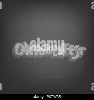 Lettrage craie Oktoberfest composition. Texte manuscrit sur tableau noir. Vector illustration. Illustration de Vecteur